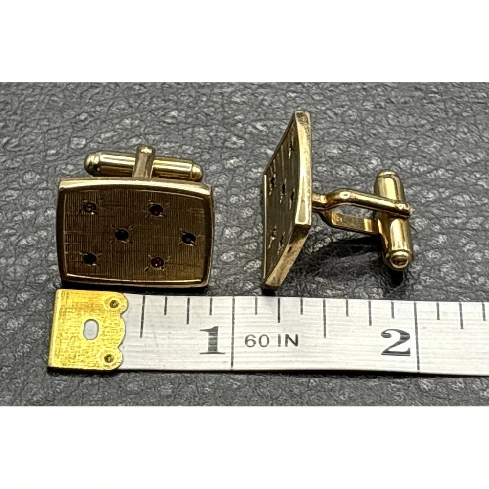 Vintage 12K Gold Filled Cufflinks Multicolor Rhinestone Modernist MCM Design